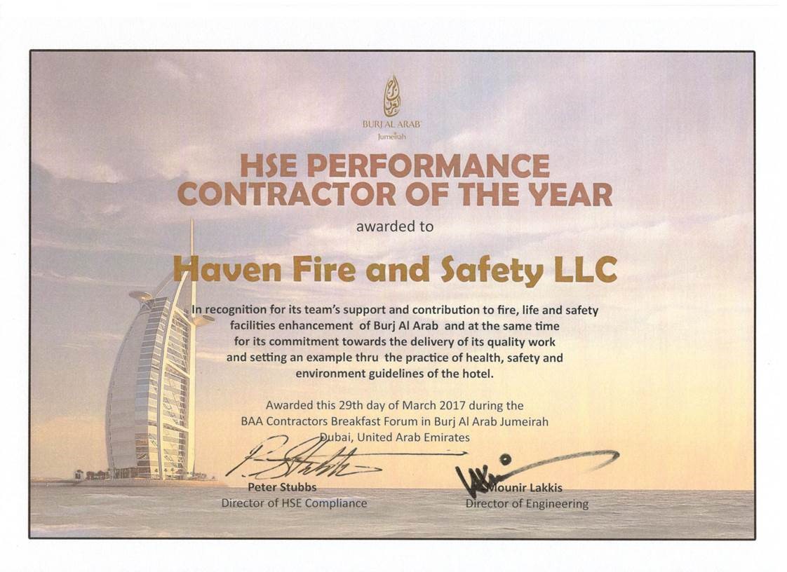 Haven Fire awarded HSE Performance Contractor of the Year 2017