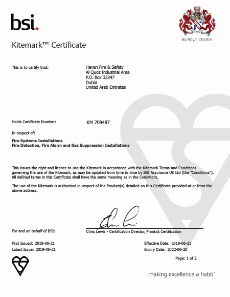 Haven Fire & Safety achieves BSI Kitemark™